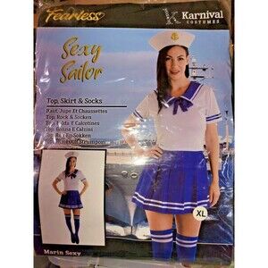 XL 18-20 Karnival Halloween Costume Sexy Sailor 3 Pieces - Top, Skirt, Socks